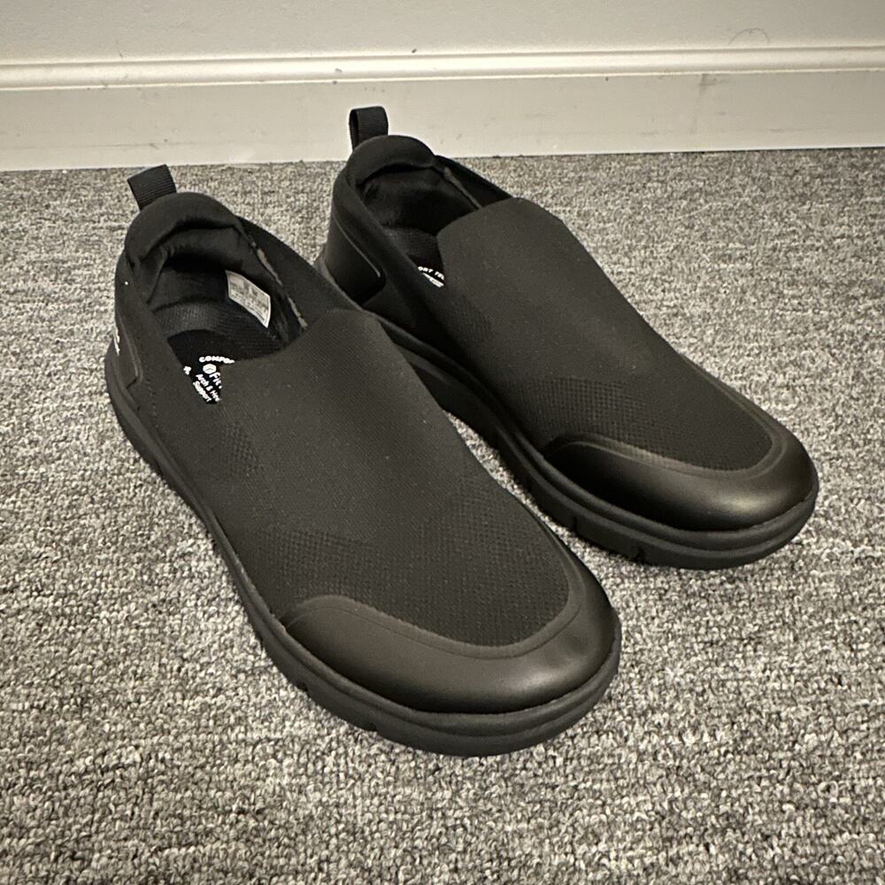 FitVille Briskwalk Mens Sz 11.5 Extra Wide Slip On Sneakers Shoes Black Stretch